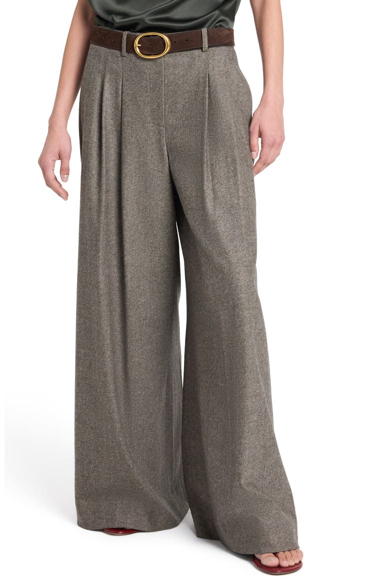 Avery Herringbone Wool Blend Wide Leg Pants, Main, color, TEA MULTI