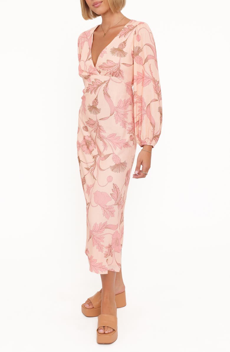 Petal & Pup Kolby Floral Print Long Sleeve Midi Dress, Alternate, color, Pink Floral