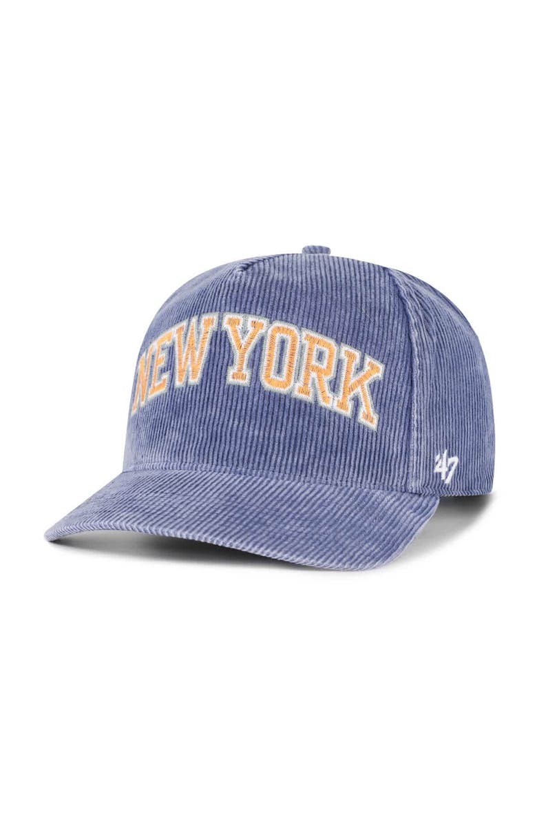 '47 Men's '47  Blue New York Knicks Reclaim Snow Wash Corduroy Adjustable Hitch Hat, Main, color, Blue