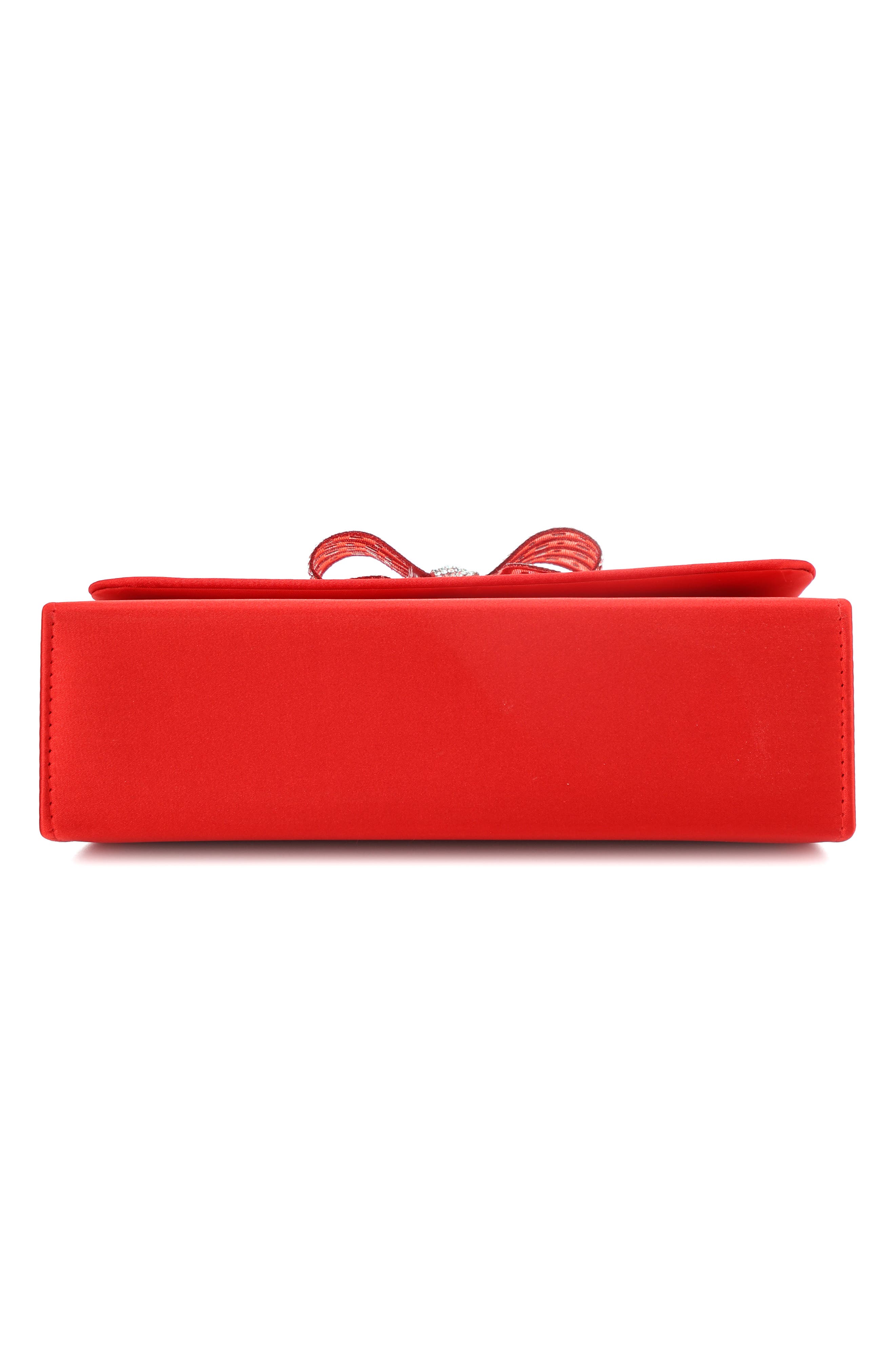 Leslie Crystal Bow Satin Clutch, Alternate, color, RED