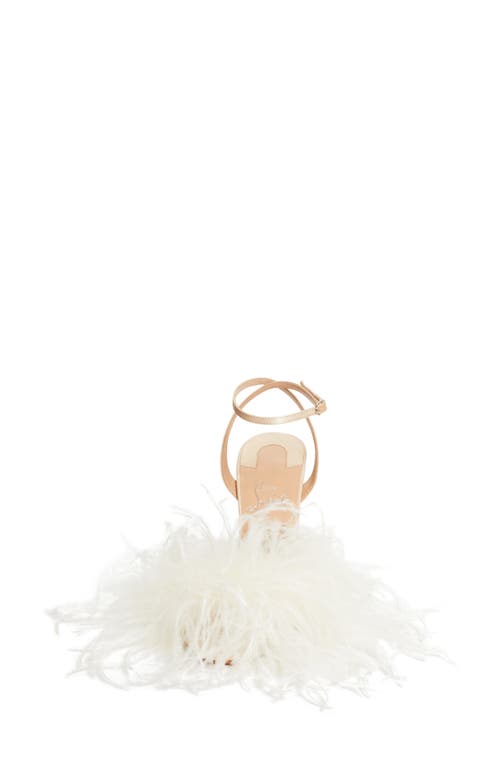 Christian Louboutin Miss Z Loubipoupi Feather Embellished Ankle Strap Sandal In White