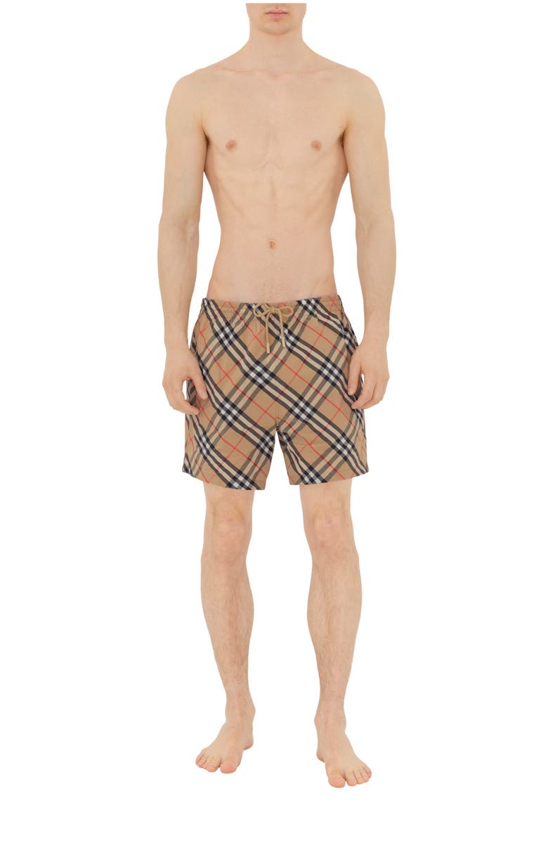 Burberry Check Swim Shorts, Main, color, Sand