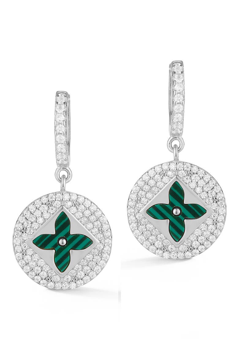 Clover Drop Earrings, Alternate, color, SILVER