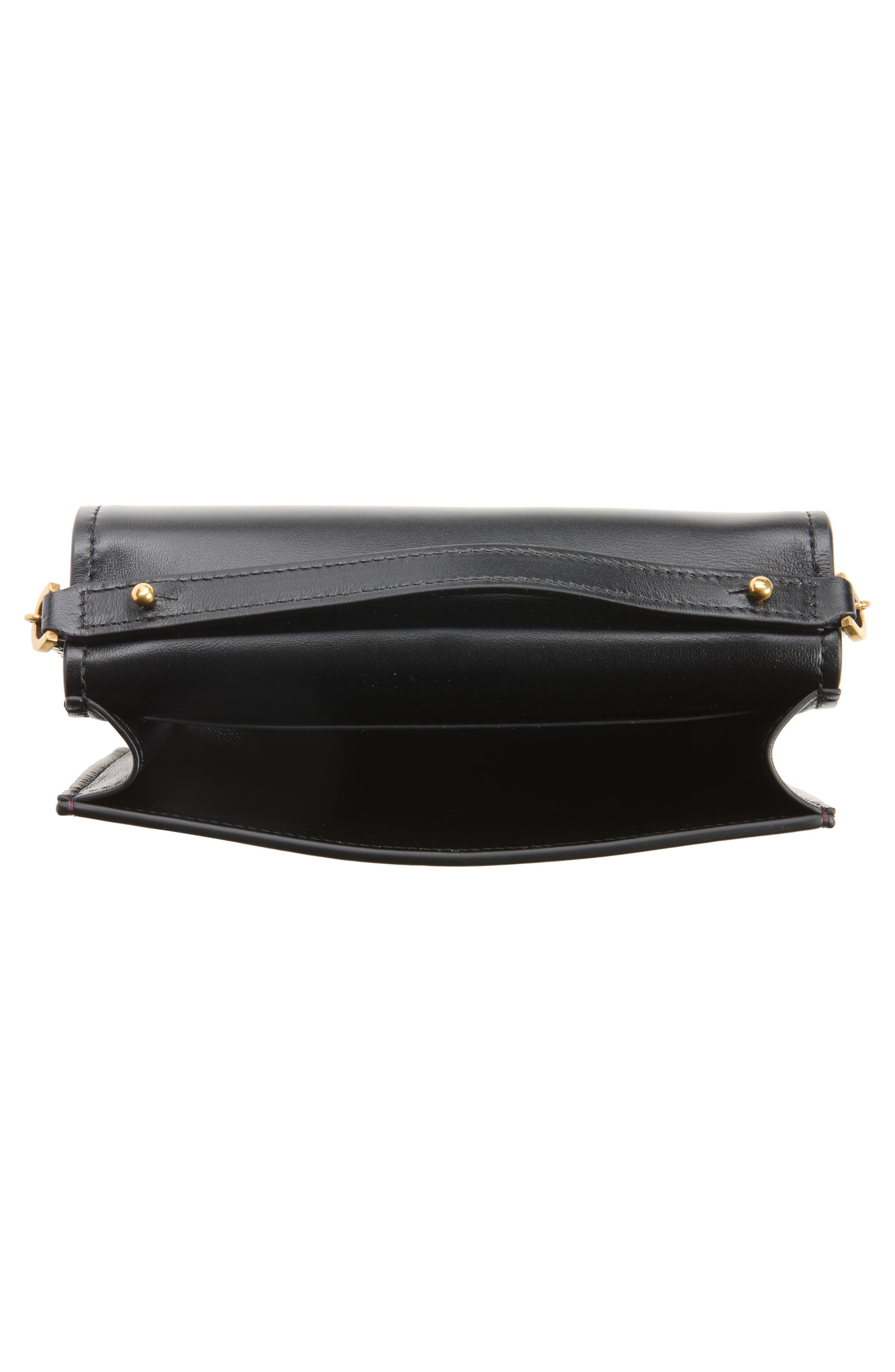 Mini Emblème Lambskin Leather Crossbody Bag, Alternate, color, BLACK-GOLD 82