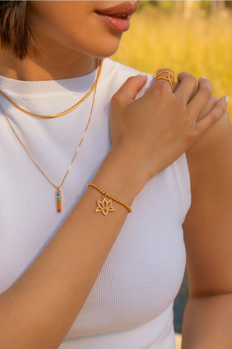 Chakra Align Rainbow Bar Necklace, Alternate, color, Gold