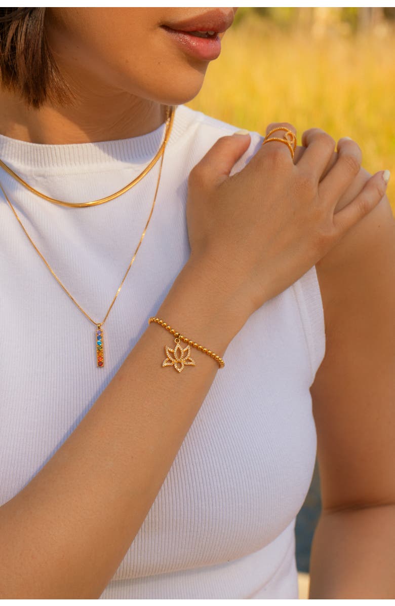 Seven Saints Chakra Align Rainbow Bar Necklace, Alternate, color, Gold