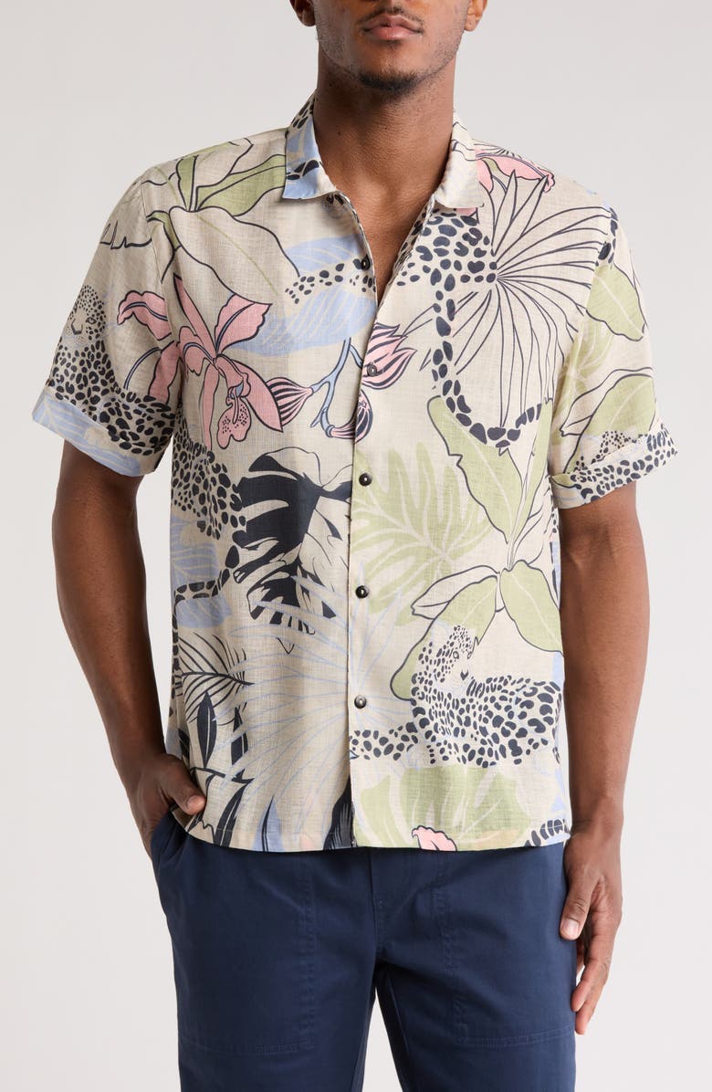 Raga Floral Short Sleeve Button-Up Shirt, Main, color,
