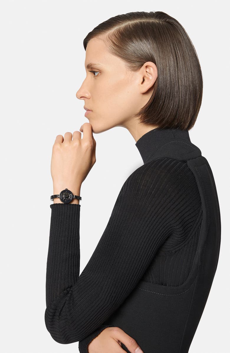 Versace Medusa Secret Bracelet Watch, 25mm, Alternate, color, Black
