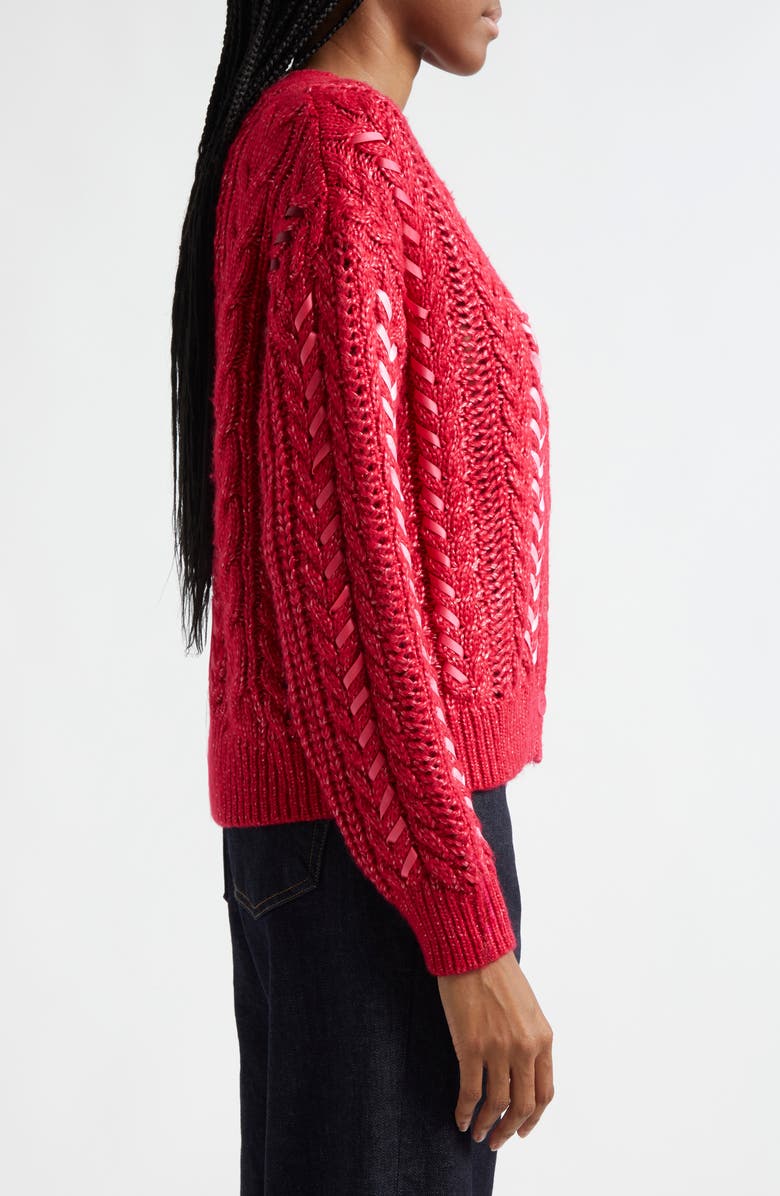 Cinq à Sept Nyla Marled Ribbon Accent Cardigan, Alternate, color,