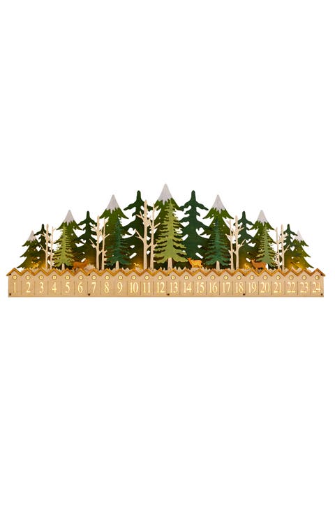 Lit Wooden Forest Advent Calendar