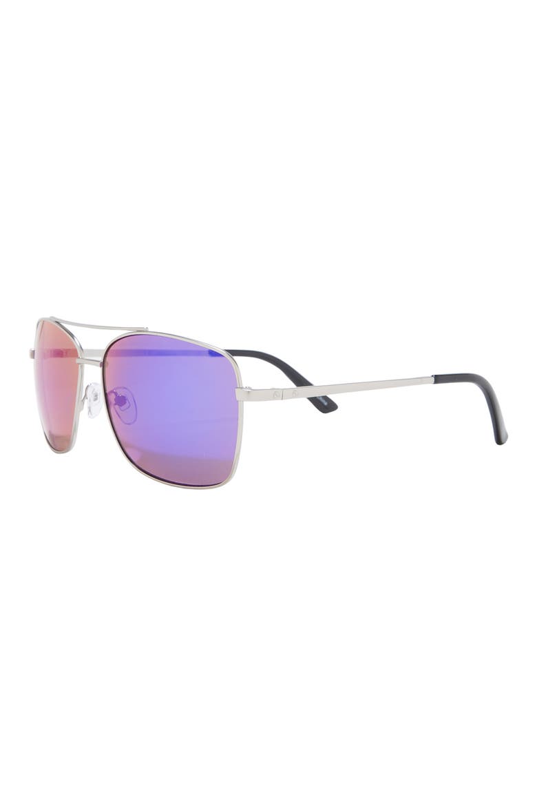60mm Navigator Sunglasses, Alternate, color, SILVER