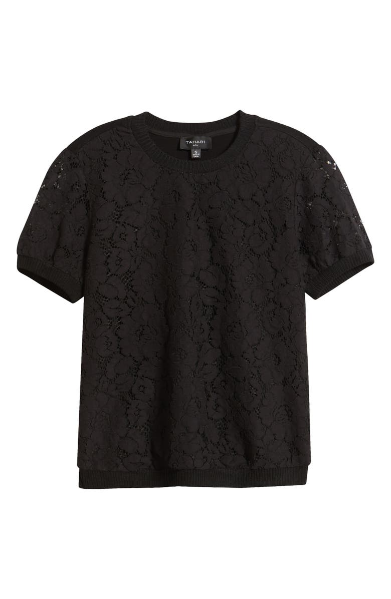 Tahari ASL Lace Front Sweater, Alternate, color, Black