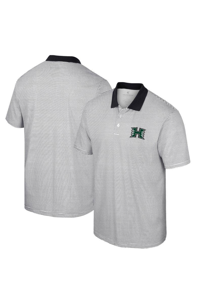 COLOSSEUM Men's Colosseum White Hawaii Athletics Print Stripe Polo, Main, color, White