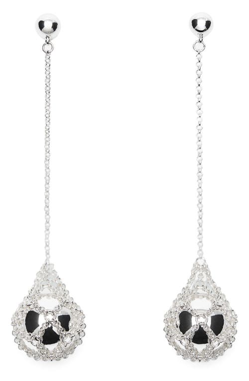 Mango Threaded Ball Drop Earrings In Silver