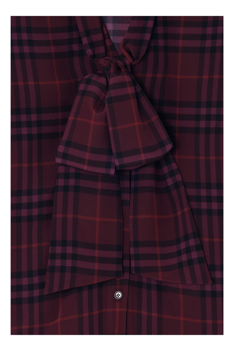 Check Silk Scarf Blouse, Alternate, color, Acer purple