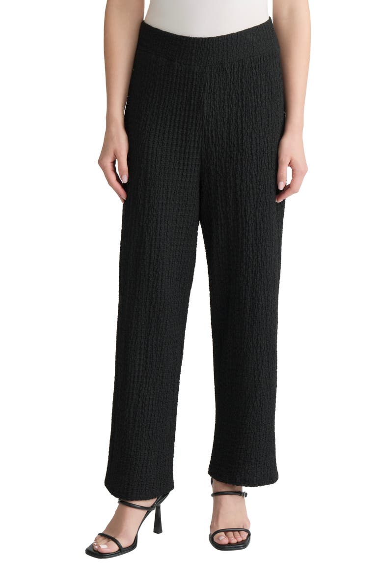 Jones New York Puckered Wide Leg Pull-On Ankle Pants, Main, color, Jones Black