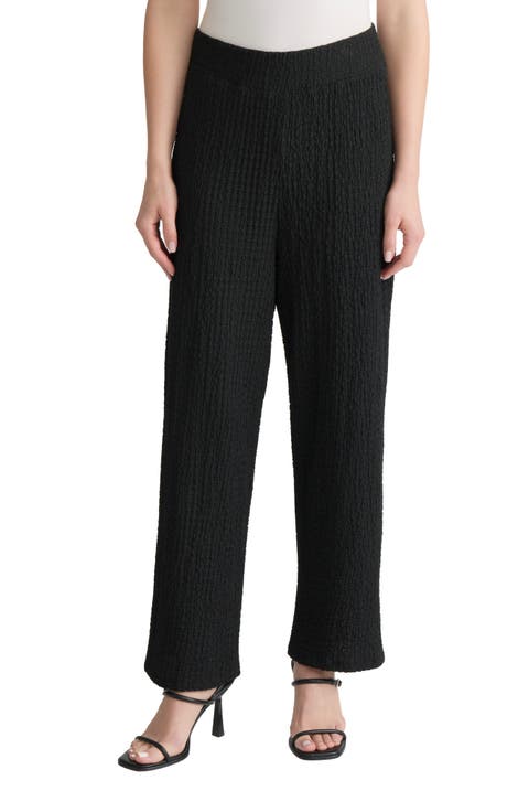Puckered Wide Leg Pull-On Ankle Pants