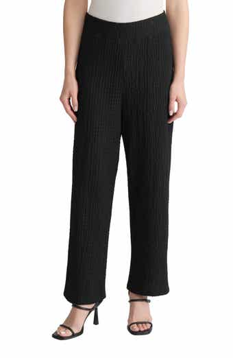Puckered Wide Leg Pull-On Ankle Pants