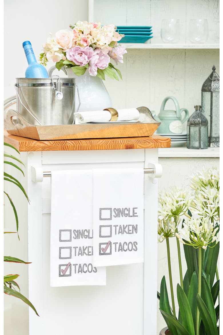 Single Taken Tacos Flour Sack Cotton Kitchen Dishtowel, Alternate, color, White