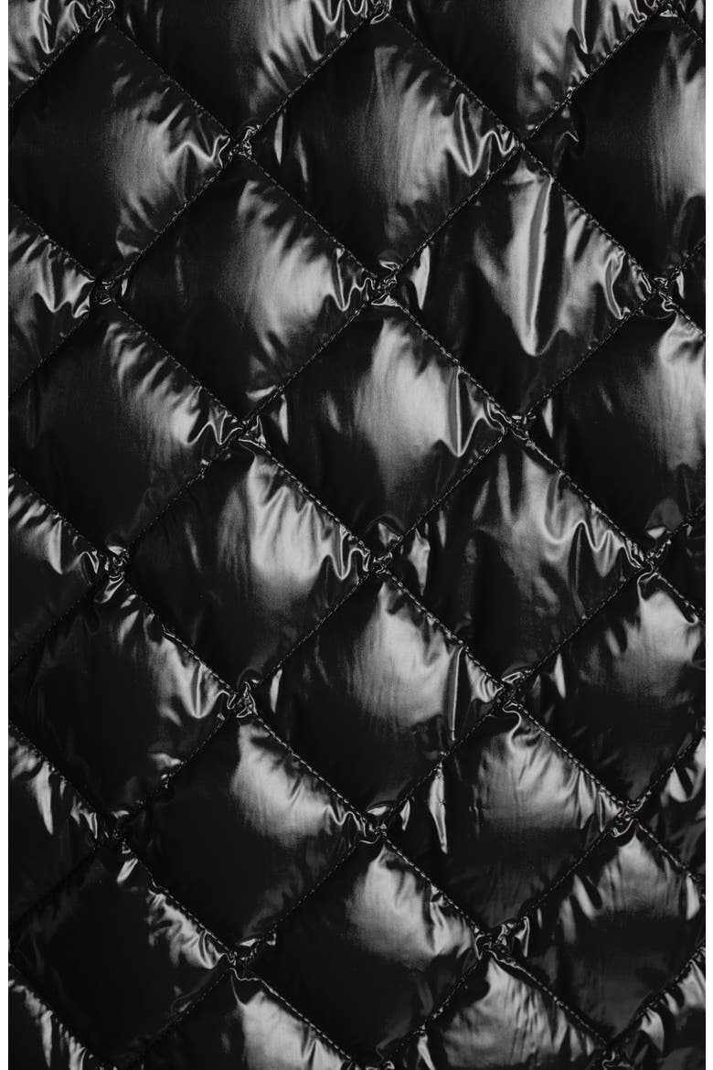 Diamond Quilted Down Hooded Jacket, Alternate, color, BLACK