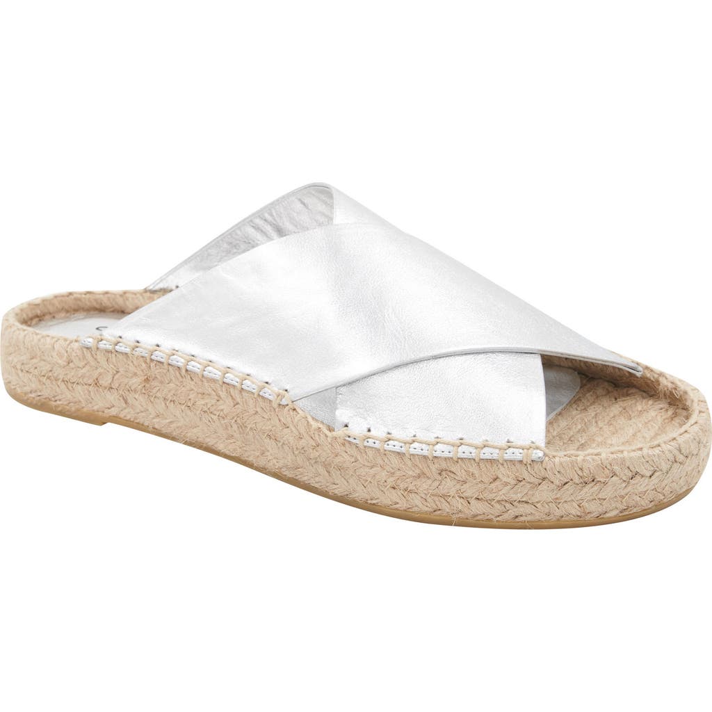 Andre Assous Estelle Espadrille Platform Slide Sandal In Silver