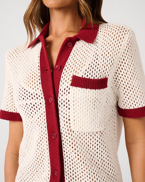 Weworewhat Oversized Crochet Button-up Shirt In Neutral