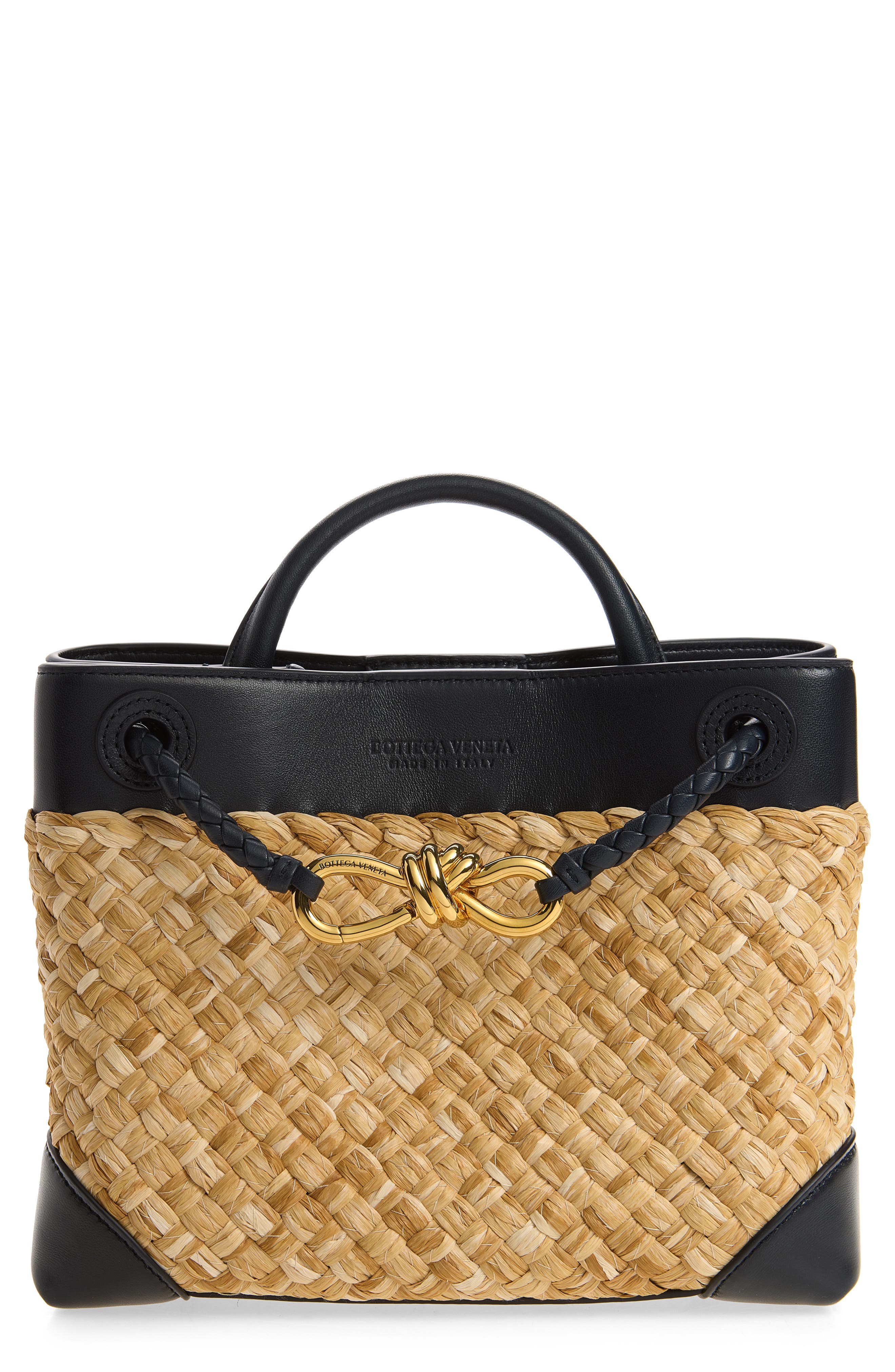 Small Andiamo Intrecciato Raffia Crossbody Bag, Main, color, 9968 NATURAL/ MIDN-M BRASS