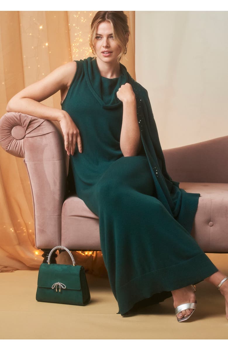 Jessica London 2-Piece Sweater Dress, Alternate, color, Emerald Green Sequin