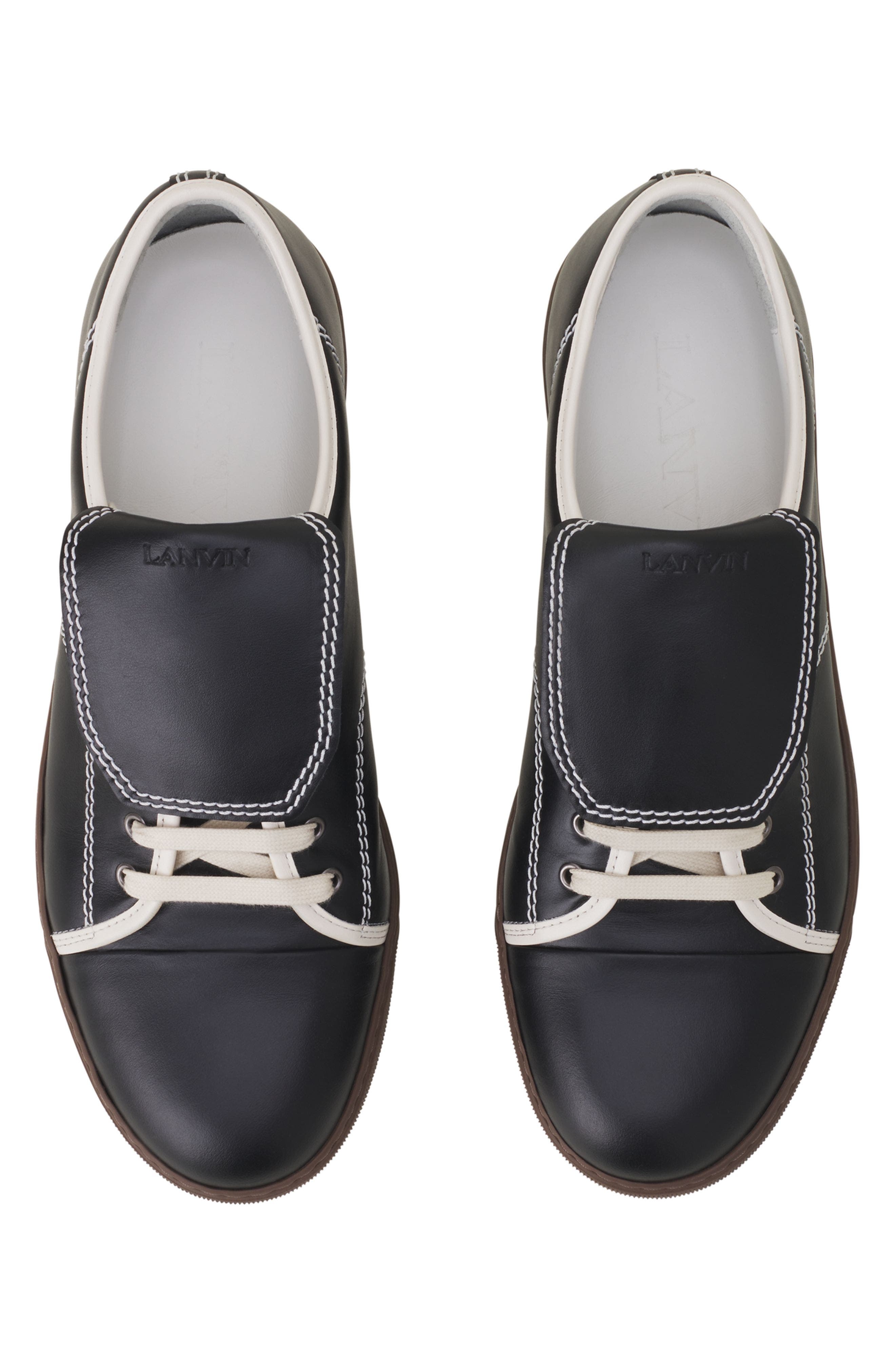 Lanvin Dbb1 Sneakers With Leather Tongue, Alternate, color, Noir/Blanc Cassé