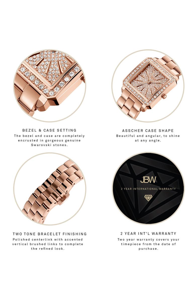 JBW Cristal 28 Diamond Bracelet Watch & Bracelet Set, 28mm, Alternate, color, Rose Gold