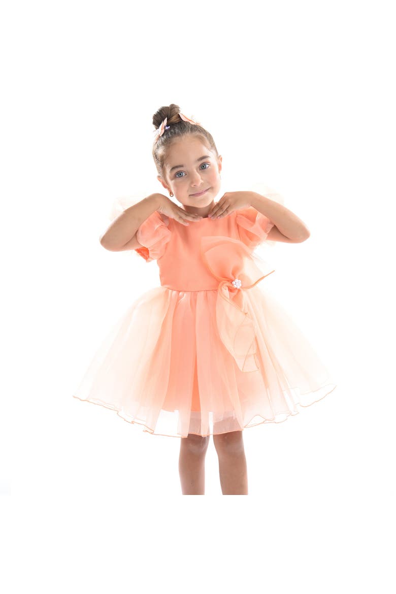 Bow Organza Dress, Alternate, color, Peach