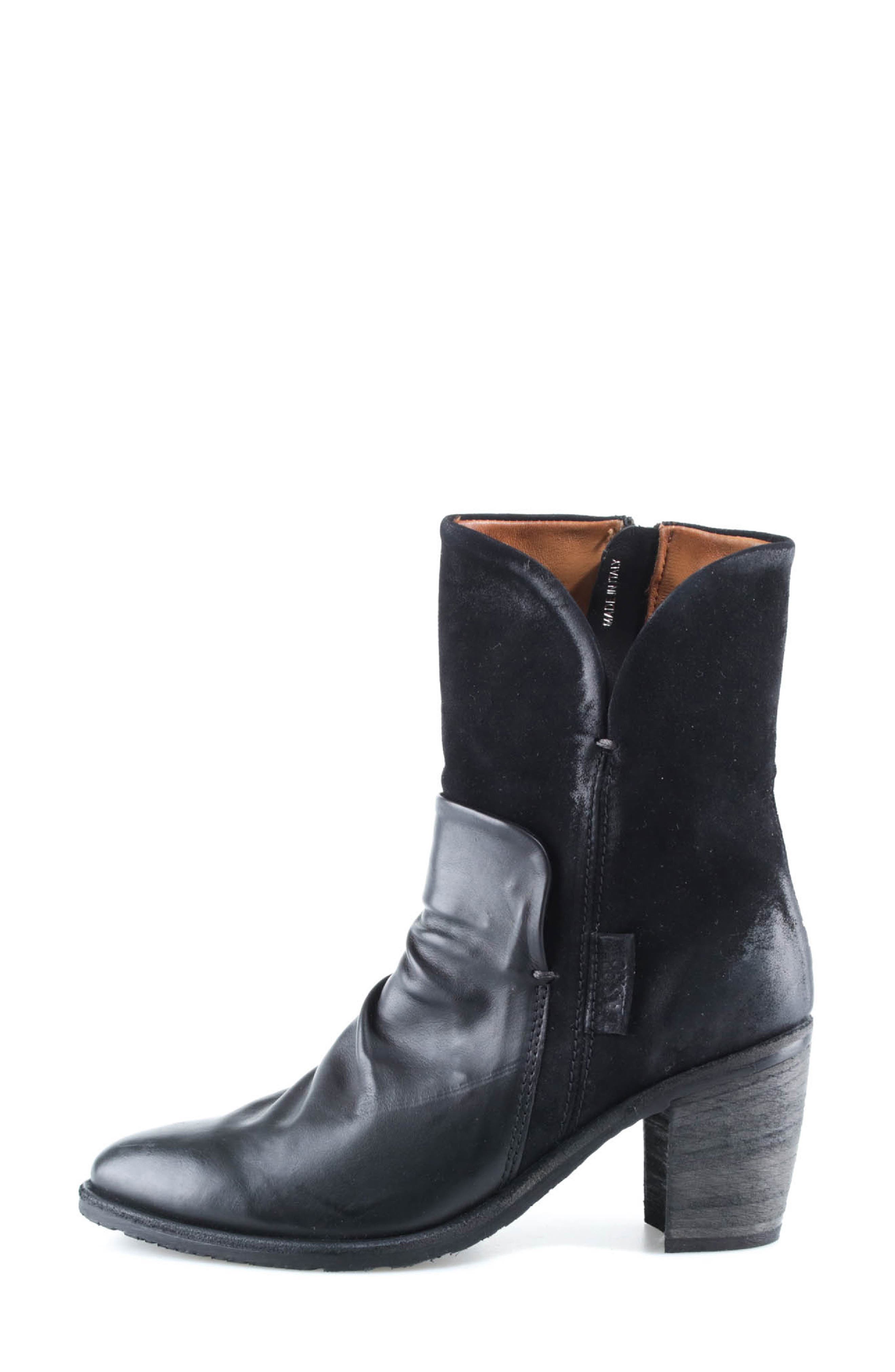 Rollins Leather Bootie, Alternate, color, BLACK