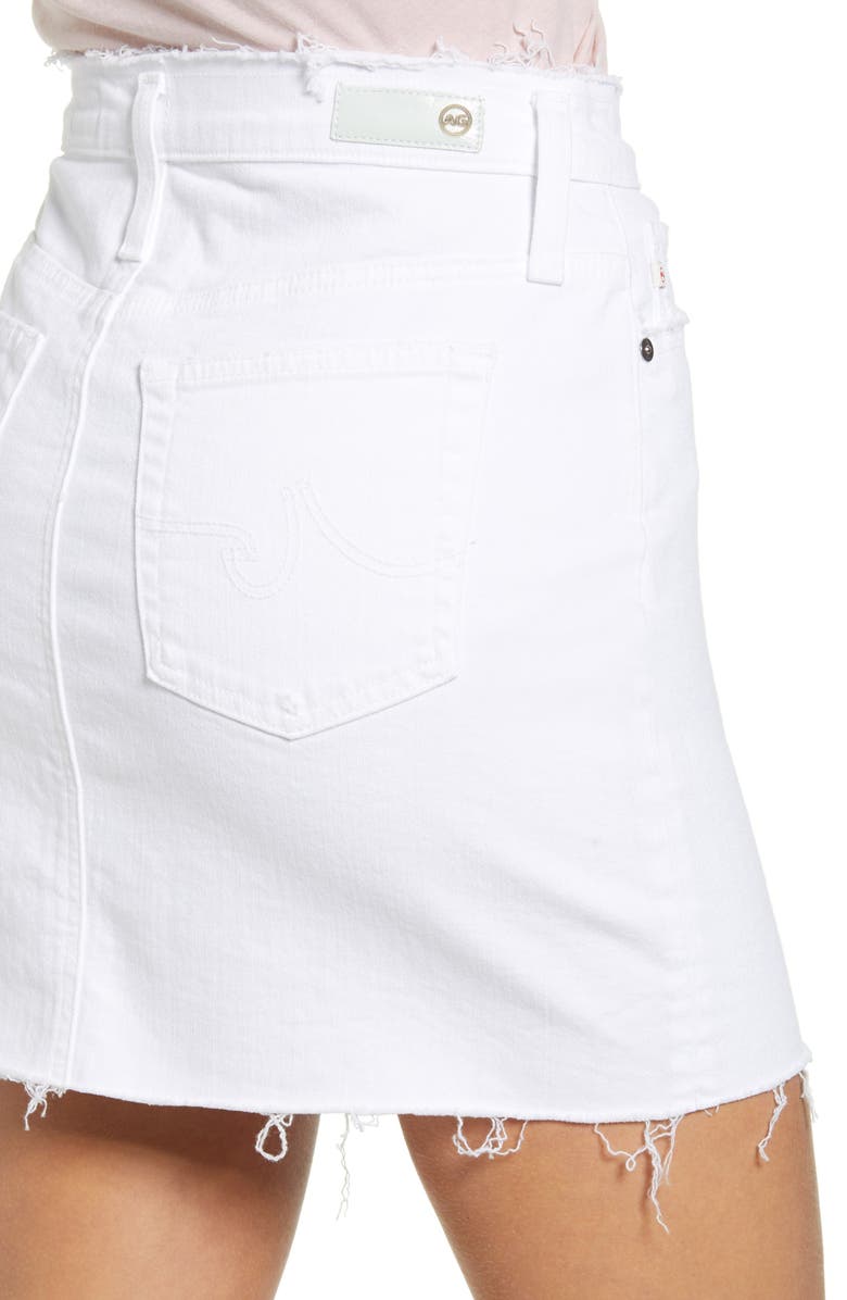 AG Vera Cutoff Denim Miniskirt, Alternate, color, Retro White