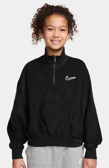 Nike Sportswear Big Kids' (girls') Long-sleeve Fleece Top In Black