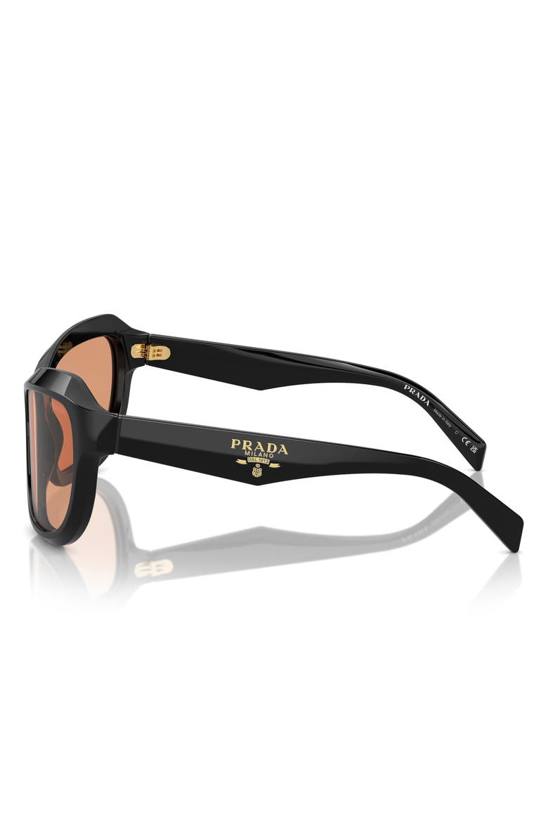 Prada 63mm Oversize Butterfly Sunglasses, Alternate, color, Black
