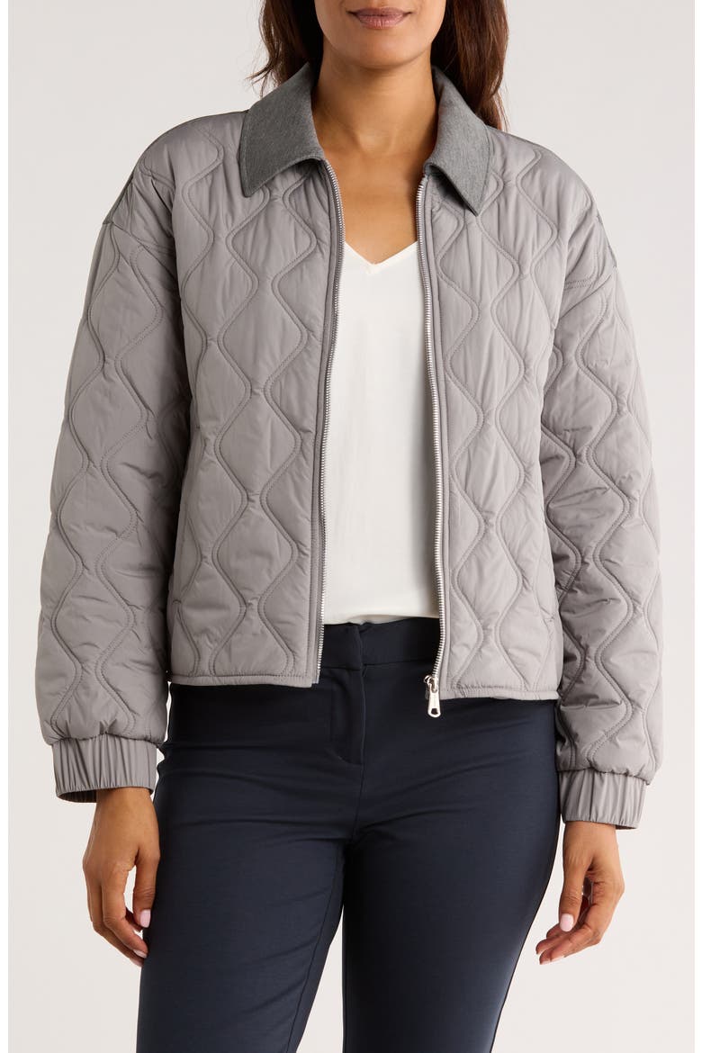 Mixed Media Liner Jacket, Alternate, color, STONE GREY/ HEATHER GREY