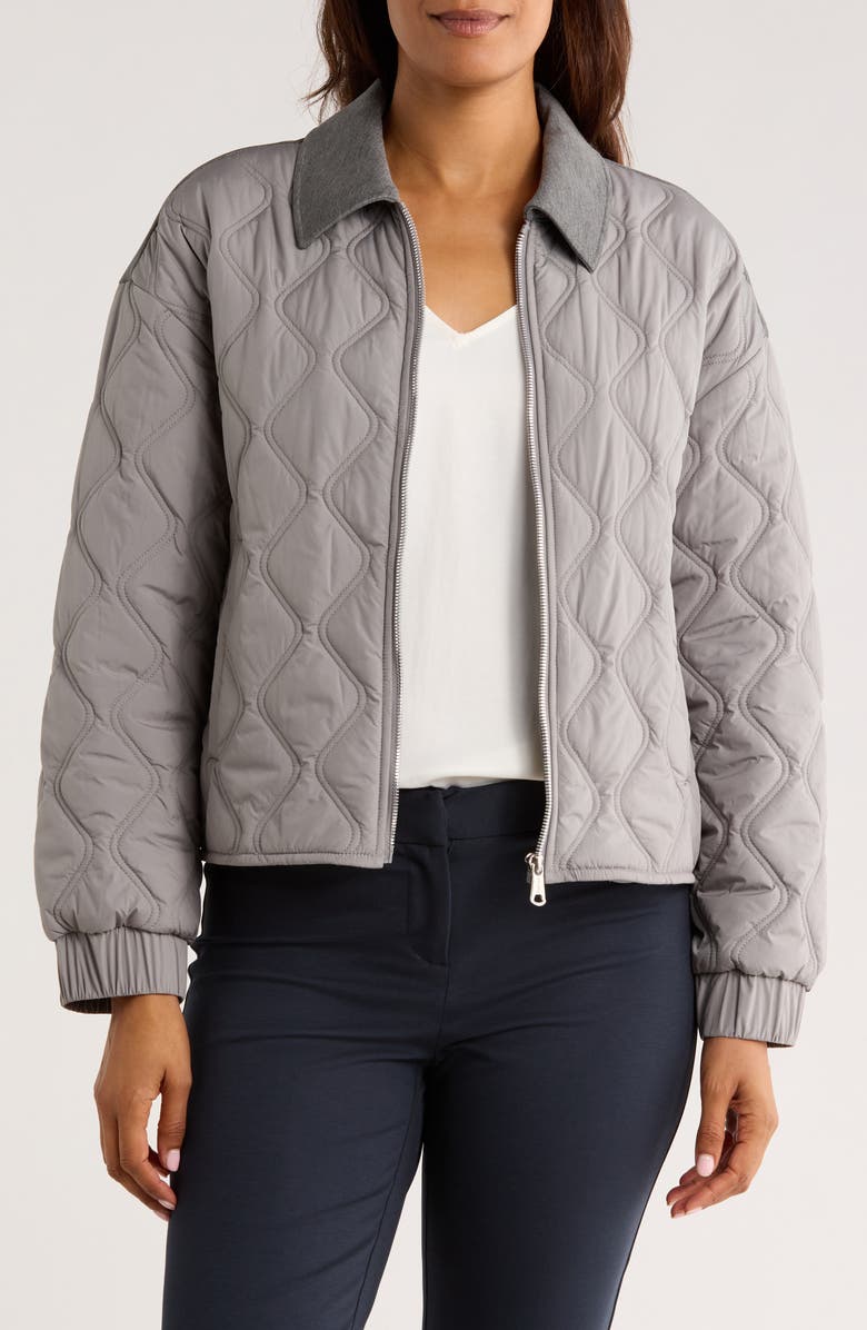 Bernardo Mixed Media Liner Jacket, Alternate, color, Stone Grey/ Heather Grey