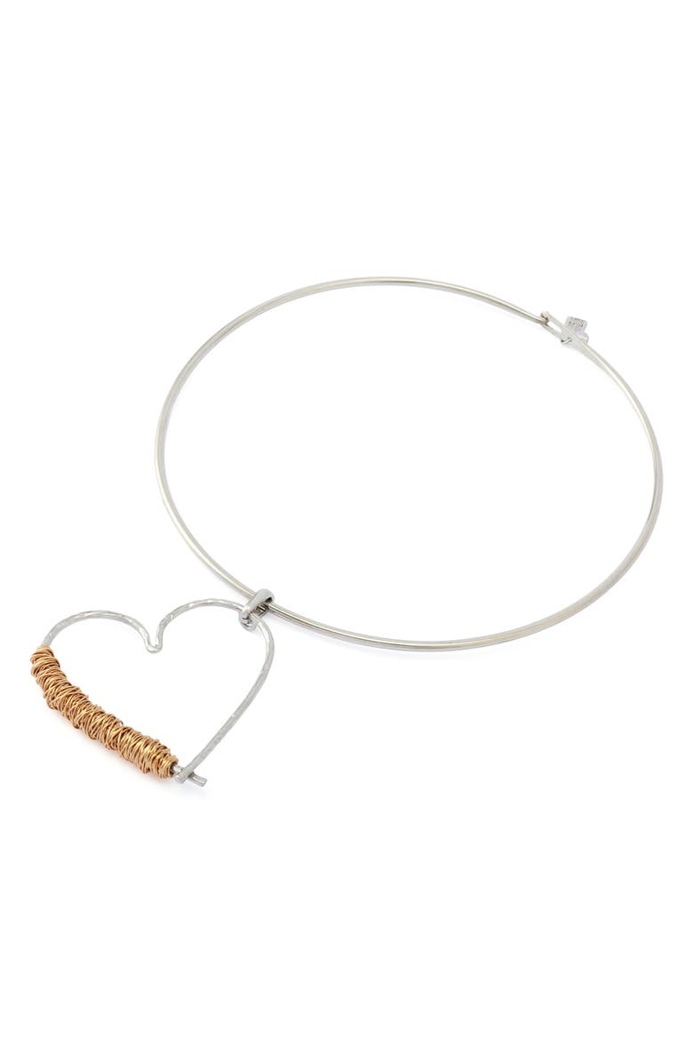 Robert Lee Morris Wire Wrap Heart Pendant Collar Necklace, Alternate, color, Two Tone