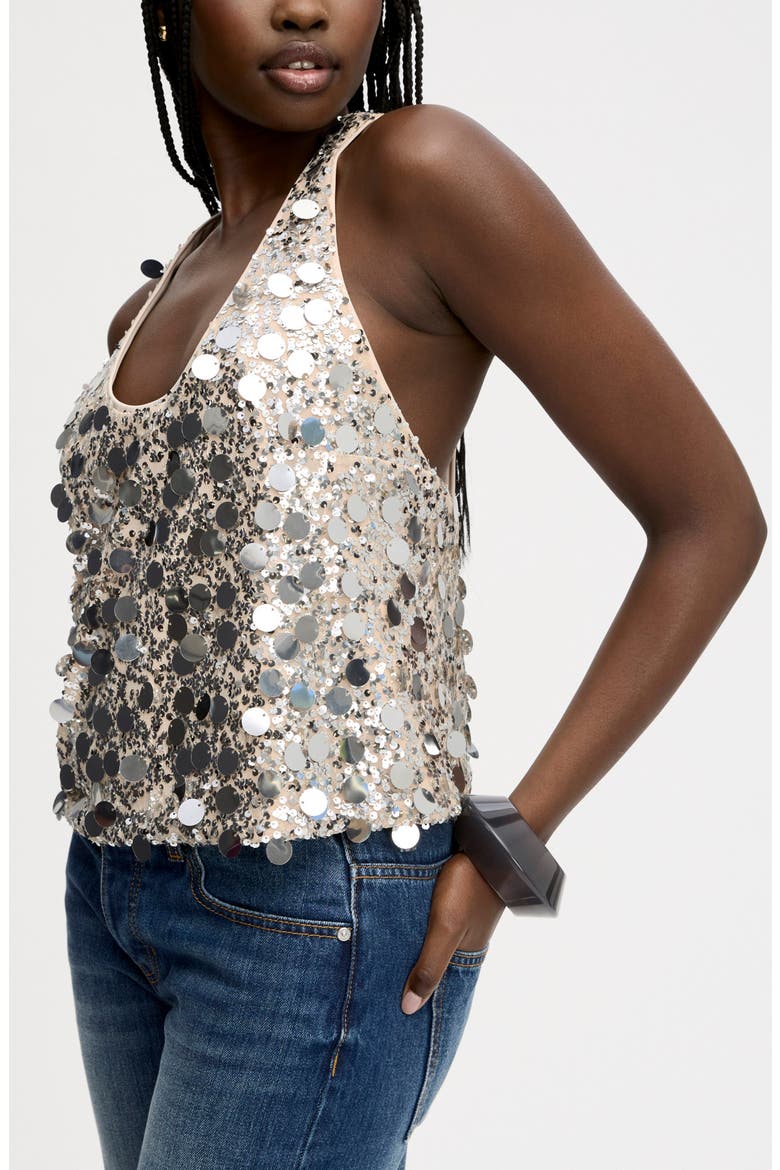 Paillette Crop Tank, Alternate, color, BLUSH SILVER