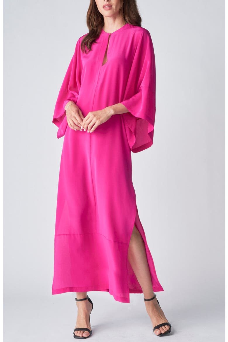 Wide Sleeve Silk Tunic Dress, Main, color, Fuchsia