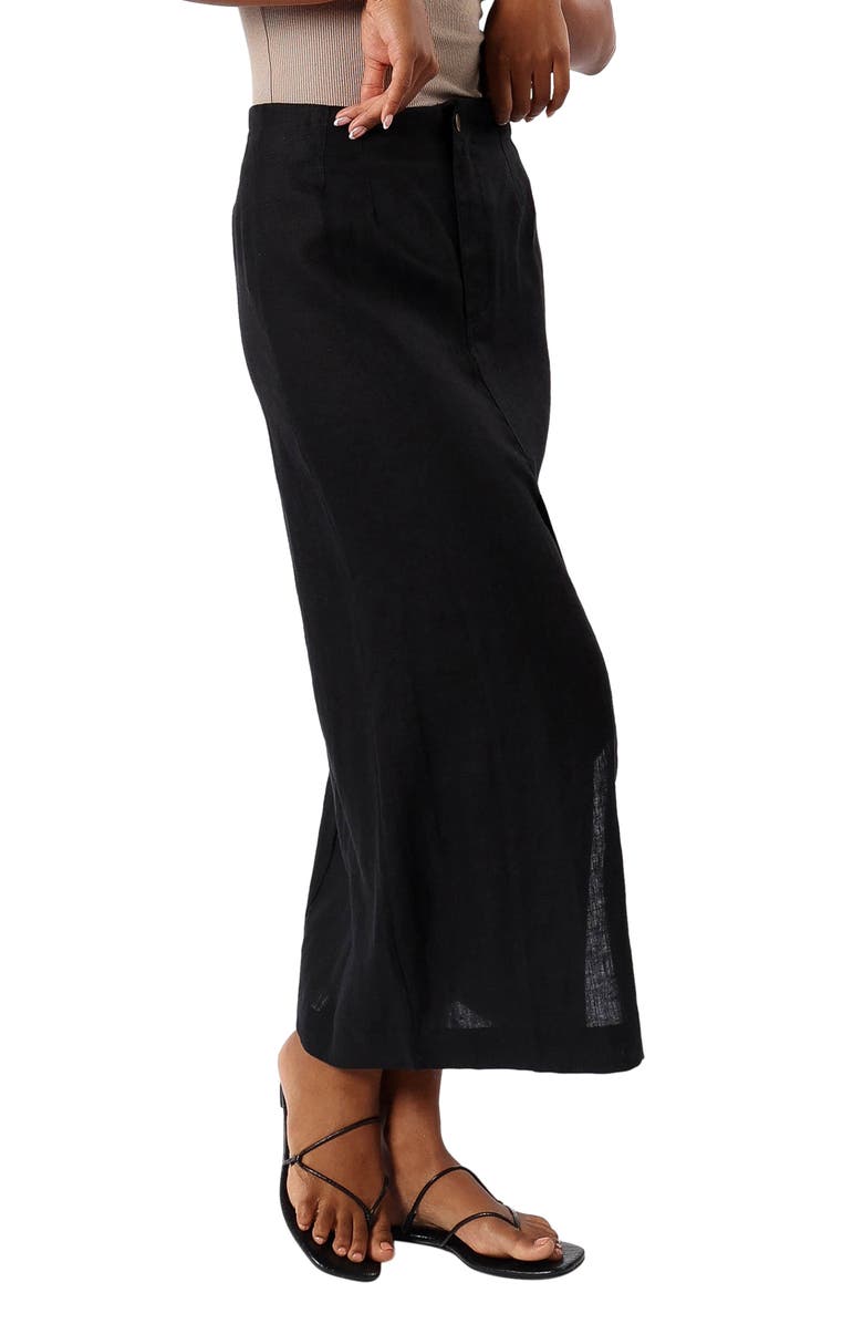 Petal & Pup Finley Linen Maxi Skirt, Alternate, color, Black