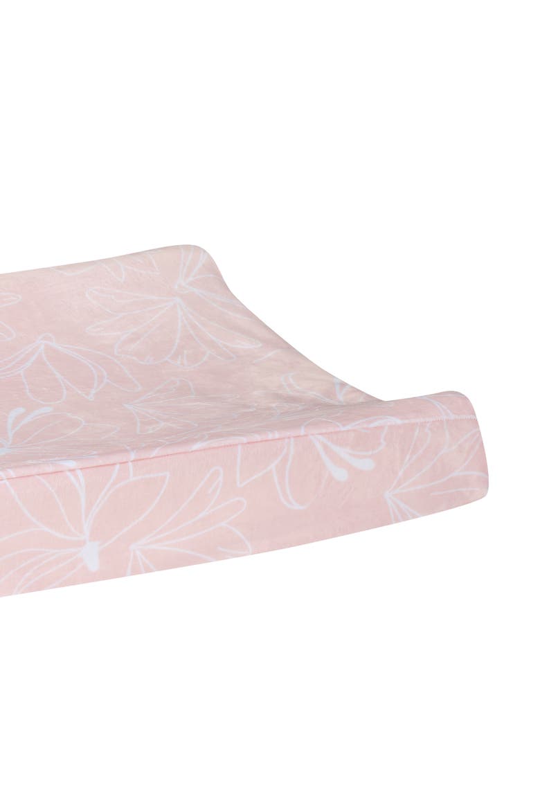 Petals Soft Floral Outline Baby Changing Pad Cover, Alternate, color, Pink