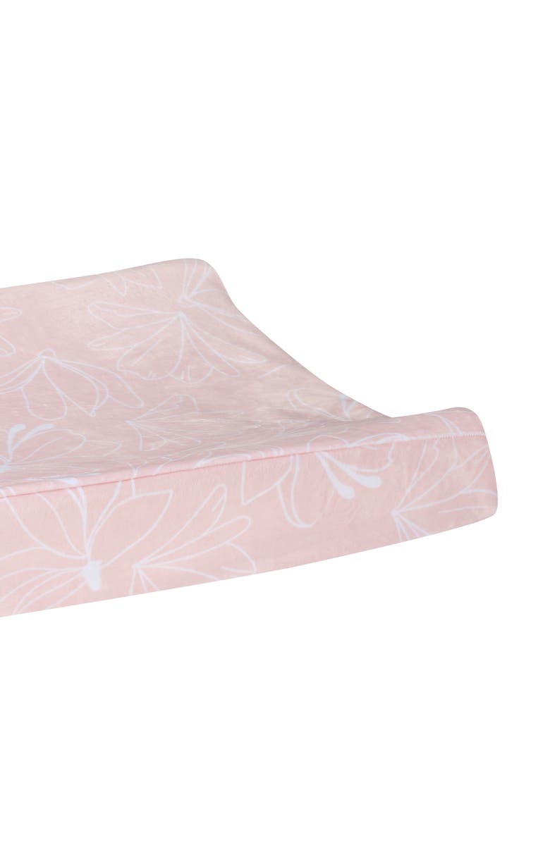 Lambs & Ivy Petals Soft Floral Outline Baby Changing Pad Cover, Alternate, color, Pink