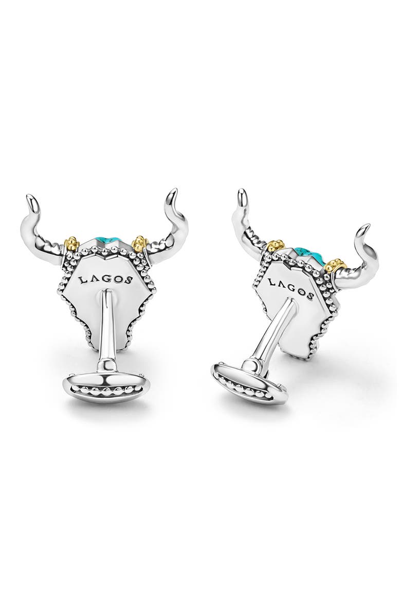 Men's Longhorn Cuff Links, Alternate, color, TWO TONE