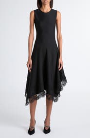 McQueen Lace Detail Asymmetric Dress