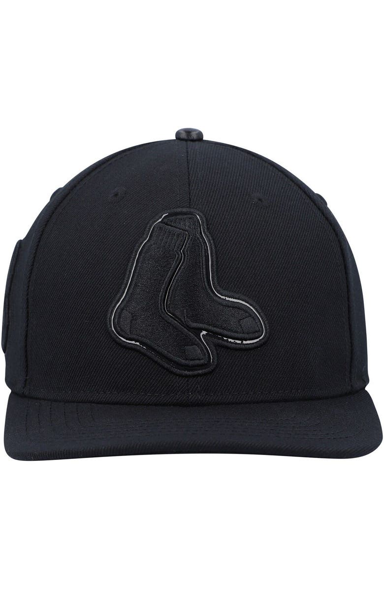 PRO STANDARD Men's Pro Standard Black Boston Red Sox Triple Black Wool Snapback Hat, Alternate, color,