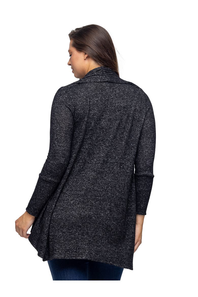Open Front Long Sleeve High Low Cozy Cardigan, Alternate, color, Black
