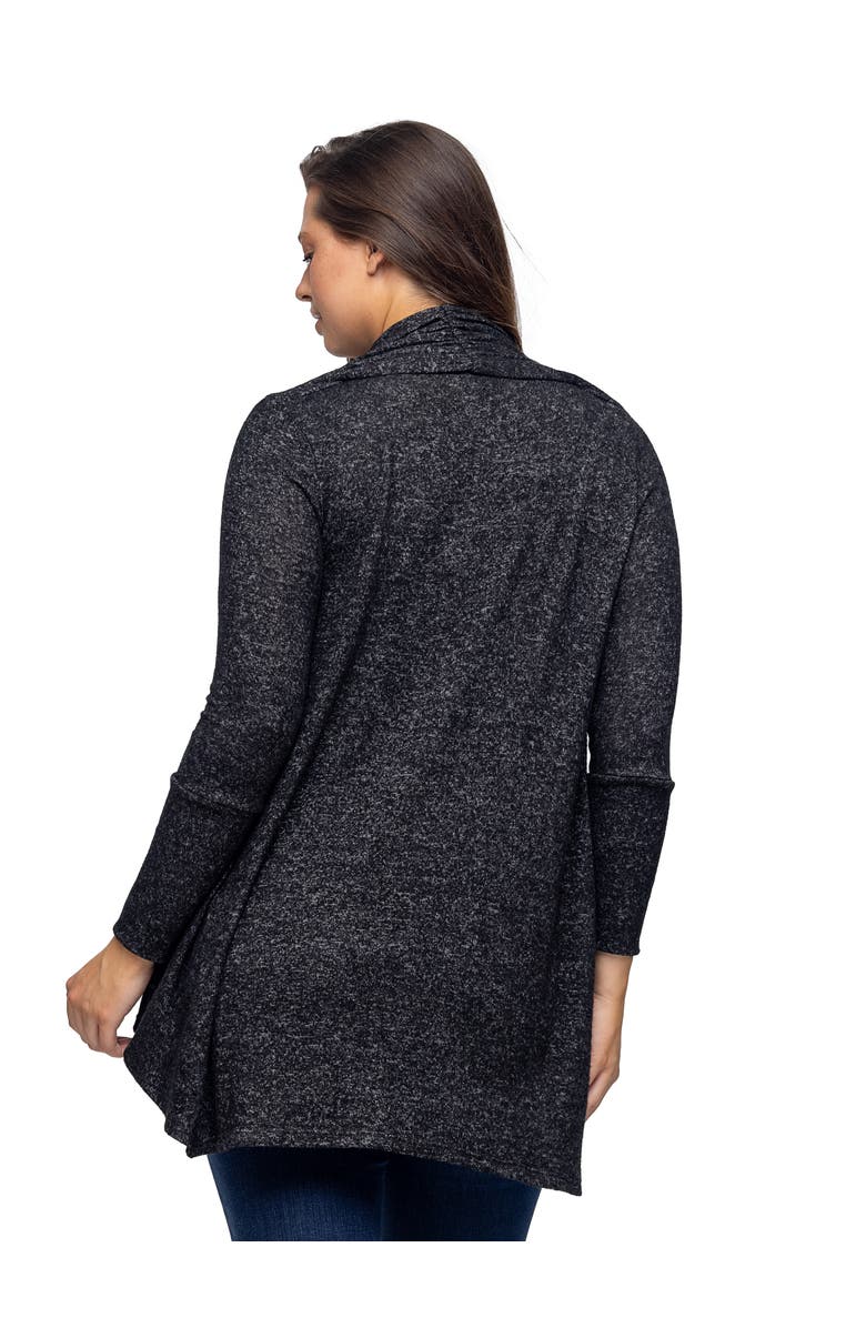 24seven Comfort Apparel Open Front Long Sleeve High Low Cozy Cardigan, Alternate, color, Black