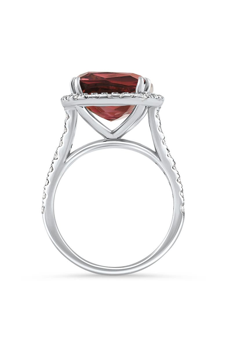Bliss Diamond 6.84Ct Red Brown Cushion Tourmaline Diamond Halo Ring 14k Gold Lab Grown, Alternate, color,