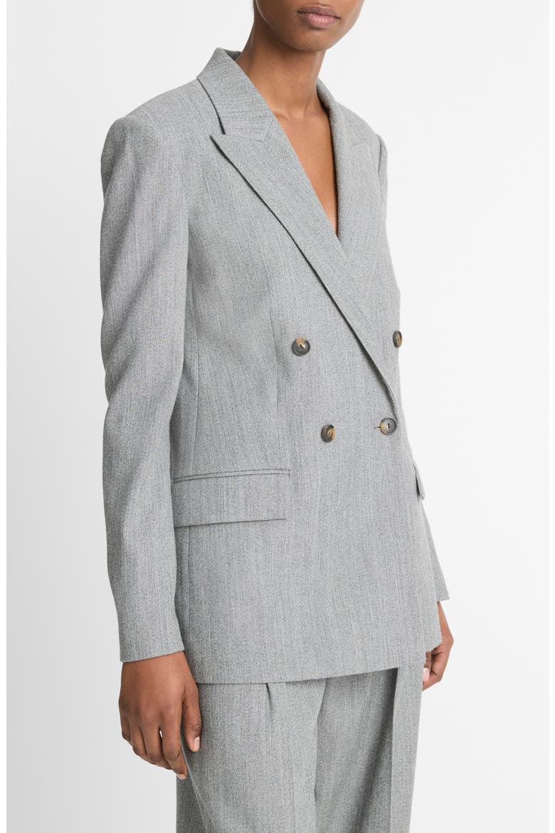 Wool Blend Double Breasted Blazer, Alternate, color, DARK STONE GREY